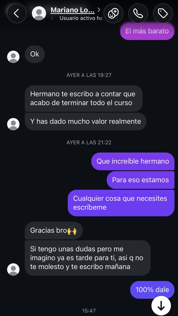 Testimonio de un alumno